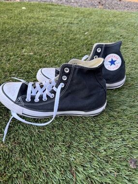 Converse Kids Black High Top Sneakers with White Accents